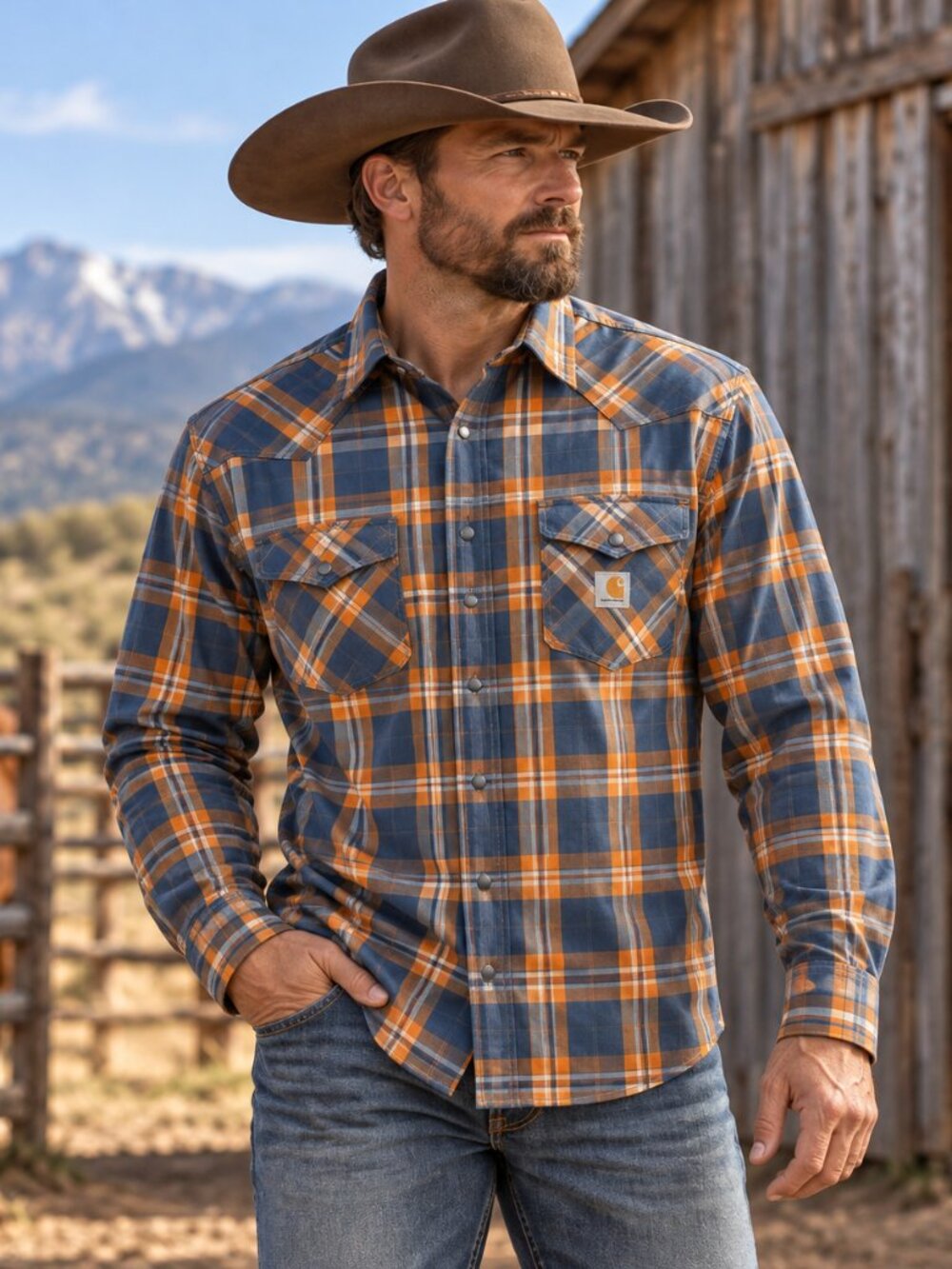 Montana Rugged Flex™ Relaxed Fit Lightweight Long-Sleeve Snap-Front Plaid Shirt